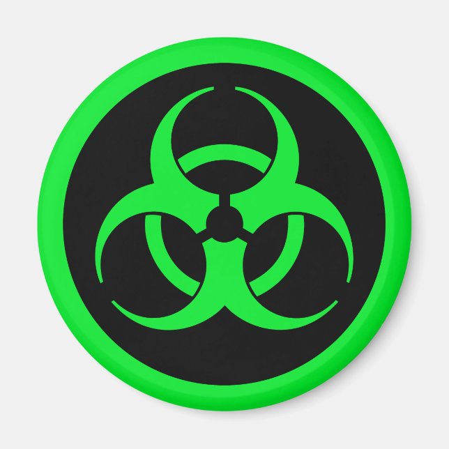 Grönt Biohazard Symbol Magnet (Framsidan)
