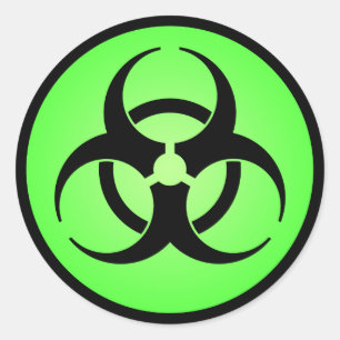 Grönt Biohazard Symbol Runt Klistermärke
