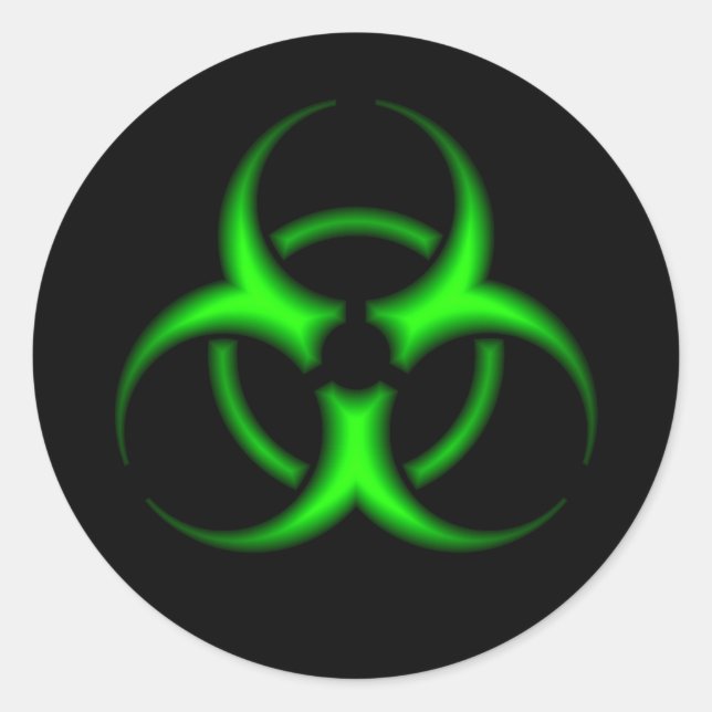 Grönt Biohazard Symbol Sticker Runt Klistermärke (Framsida)