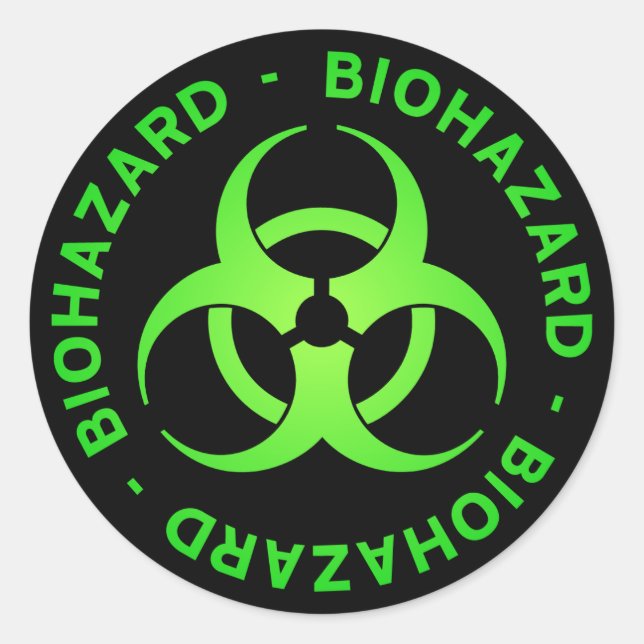 Grönt Biohazard Symbol Sticker Runt Klistermärke (Framsida)