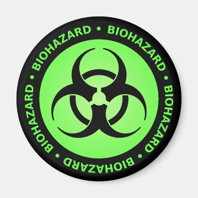 Grönt Biohazard Warnet Magnet (Framsidan)