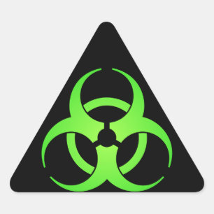 Grönt Biohazardsymbol Triangelformat Klistermärke