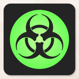 Grönt Biohazardsymbol Underlägg Papper Kvadrat