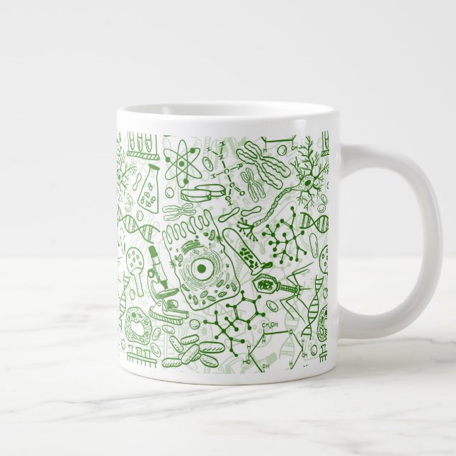 Grönt Biology Mönster Jumbo Mugg (Höger)