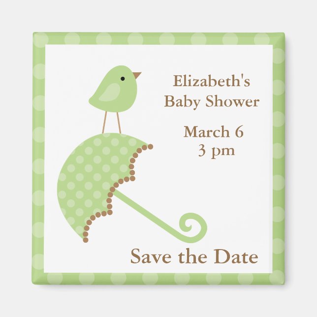 Grönt Bird and Parbrella Magnet (Framsidan)