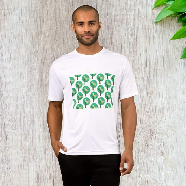 Grönt Bird and Träd Mönster Natur Inspired T Shirt (Skapare uppladdad)