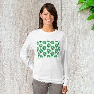 Grönt Bird and Träd Mönster Natur Inspired T Shirt