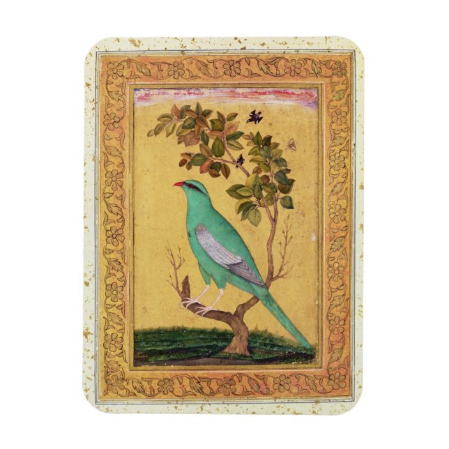 Grönt Bird, Mughal (gouache på pappra) Magnet (Vertikal)