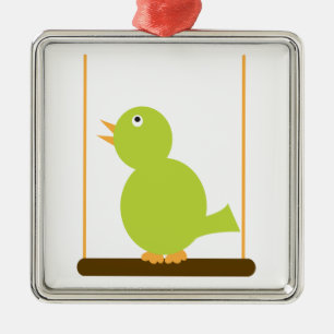 Grönt Bird på Perch Ornament