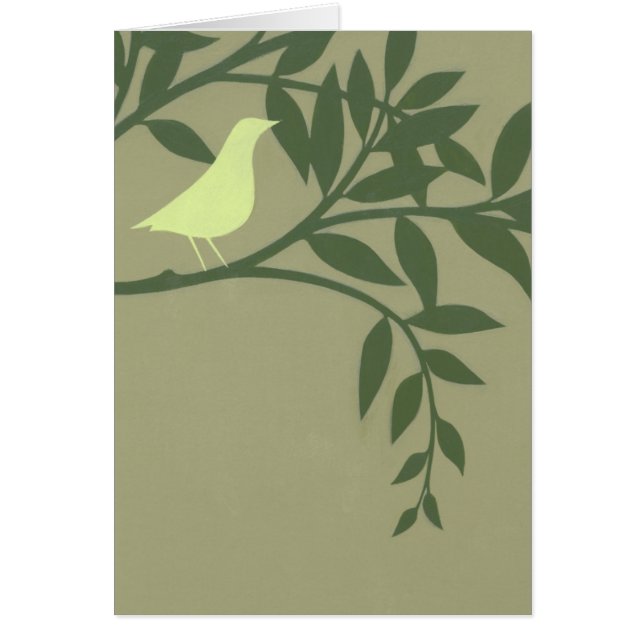 Grönt Bird Perched på Grönt Gren Hälsningskort (Framsidan)