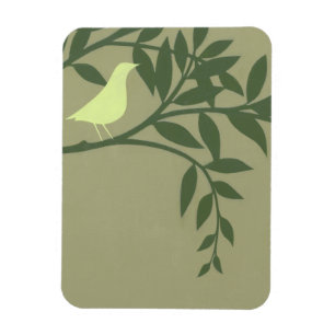 Grönt Bird Pery på Grönt Gren Magnet