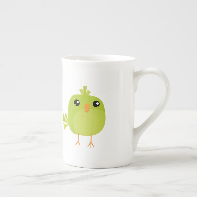 Grönt Bird Tecknad Benporslin Mugg (Höger)