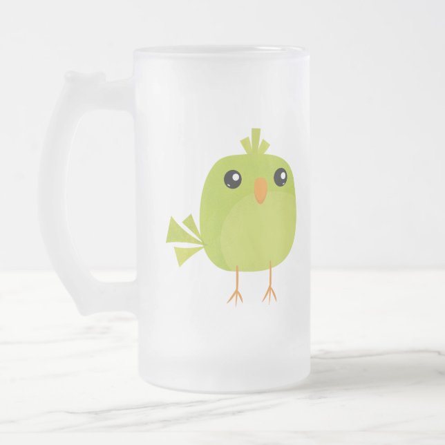 Grönt Bird Tecknad Frostat Ölglas (Vänster)