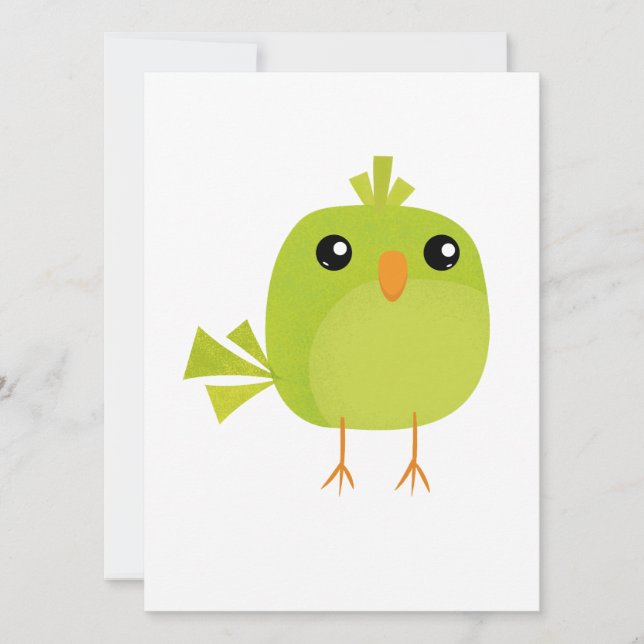 Grönt Bird Tecknad Kort (Framsida)