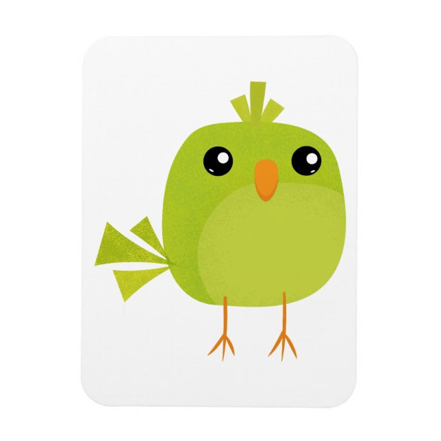 Grönt Bird Tecknad Magnet (Vertikal)
