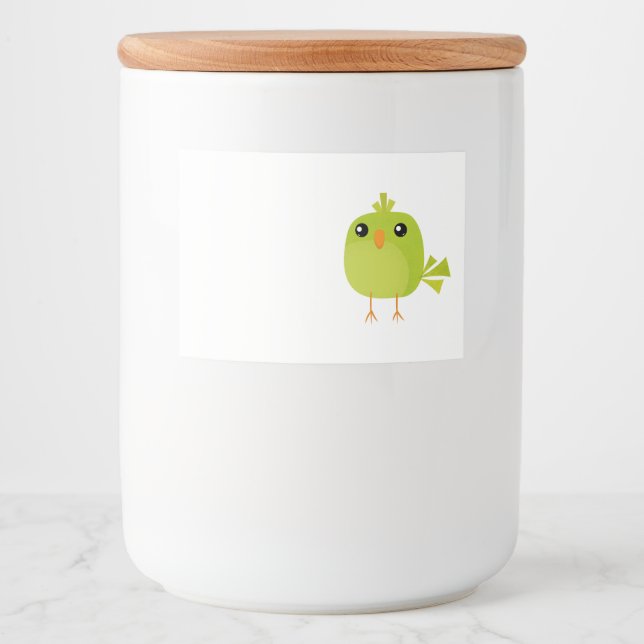 Grönt Bird Tecknad Mat Etiketter (Framsida)