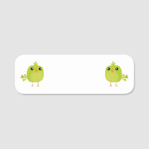 Grönt Bird Tecknad Namnbricka