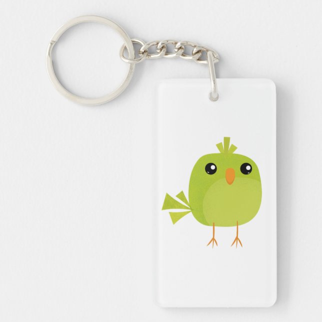 Grönt Bird Tecknad Nyckelring (Framsidan)