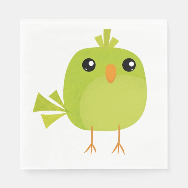 Grönt Bird Tecknad Pappersservett (Framsidan)