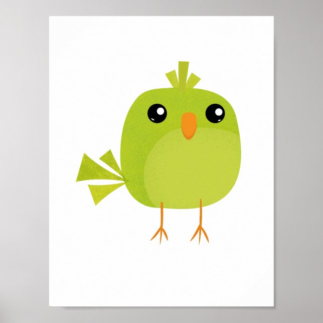 Grönt Bird Tecknad Poster (Framsidan)