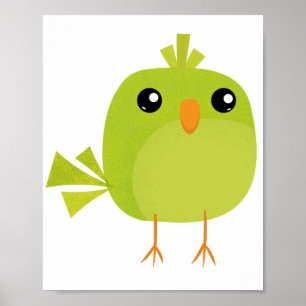 Grönt Bird Tecknad Poster