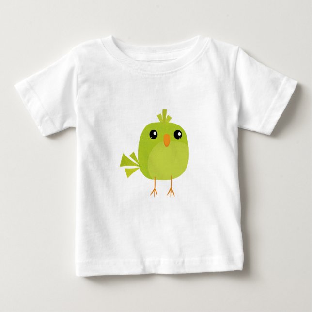 Grönt Bird Tecknad T Shirt (Framsida)