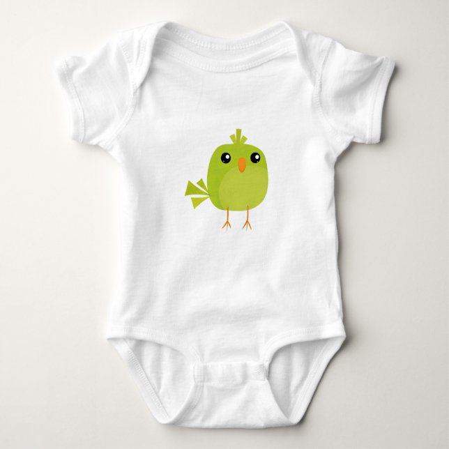 Grönt Bird Tecknad T Shirt (Framsida)