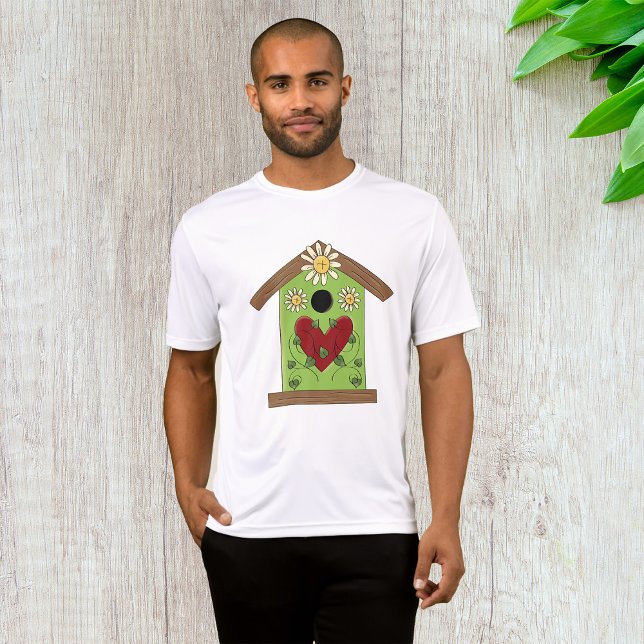 Grönt Birdhouse med hjärta och Daisy T Shirt (Skapare uppladdad)