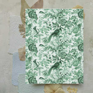 Grönt Birds and Flowers Fransk Scrapbook Papper