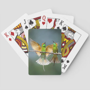 Grönt Birds Frolic i Träd Fotograph Casinokort