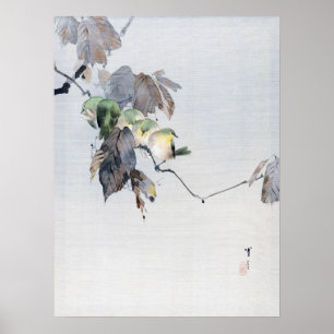Grönt Birds on a Gren, Watanabe Seitei Poster