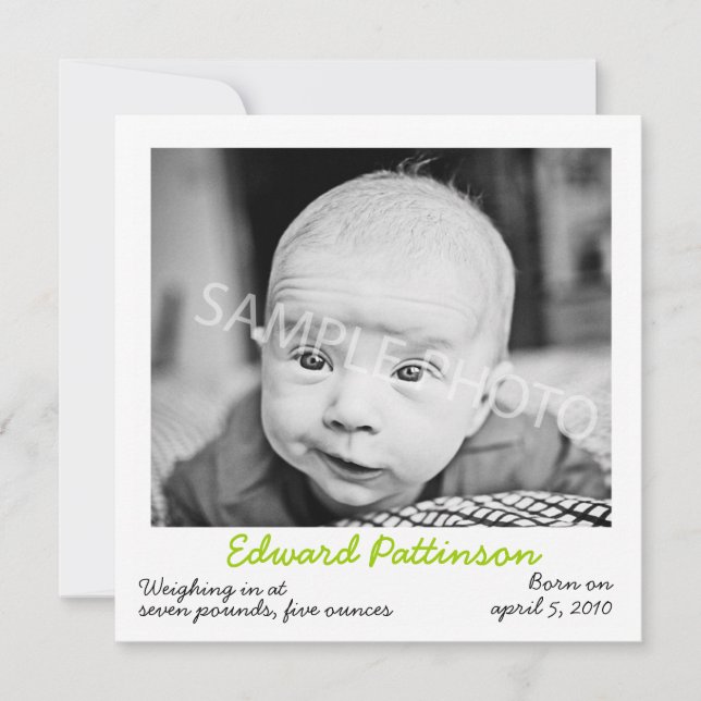 Grönt Birth Notice Meddelande (Framsida)