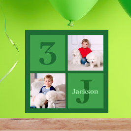 Grönt Birthday Photo Collage Personlig Party Poster