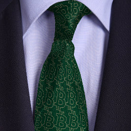 Grönt Bitcoin symbol kontur Mönster Slips