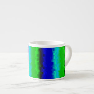 Grönt Blå abstrakt 3D-regnbåge mönster Espressomugg