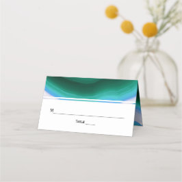 Grönt blå agate slice geode bröllop-vikta eskort placeringskort