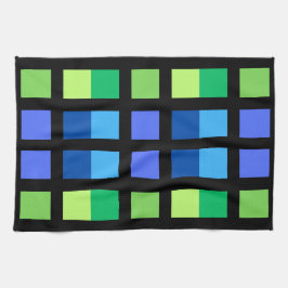 Grönt blå minimala kvadrater kökshandduk