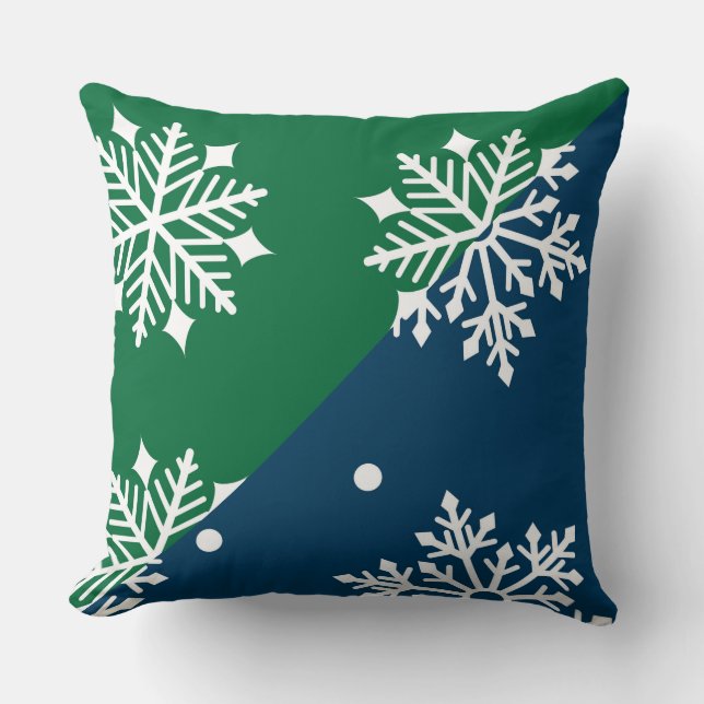 Grönt/Blå snöflingdesigner-fyllning Kudde (Framsida)