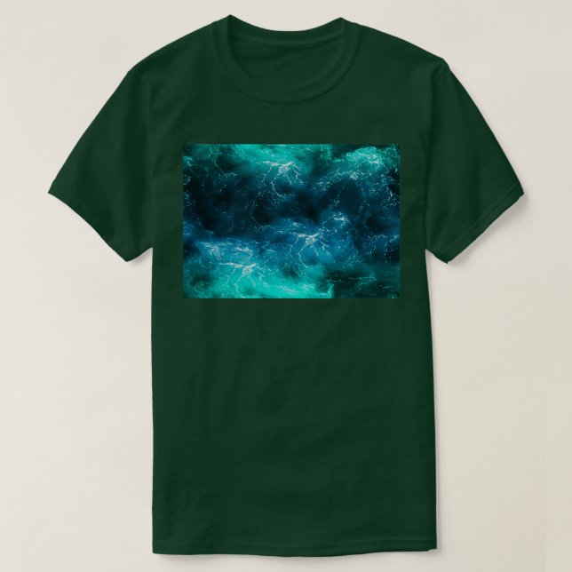 Grönt blå sömlösa havsströmmar Swimming Ocean T Shirt (Design framsida)