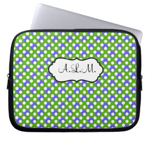 Grönt, blå, vit Polka dots Laptop sleeve