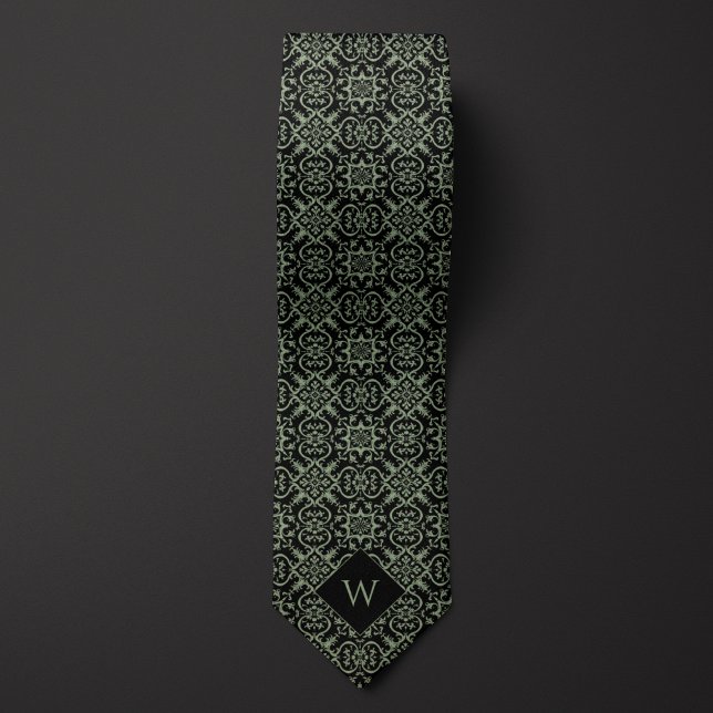 Grönt & Black Arabesque Monogram Slips (Skapare uppladdad)