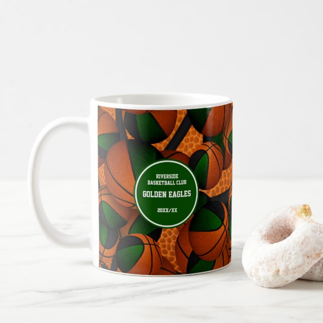 grönt Black basketboll team färg namn Kaffemugg (Med munk)