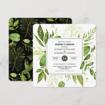 Grönt Black Botanian Watercolor Bröllop