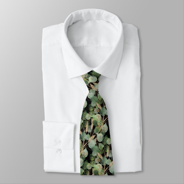 GRÖNT BLACK BOTANICAL MANAR TIE SLIPS (Bunden)