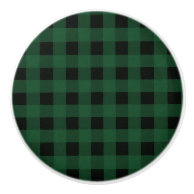 Grönt Black Buffalo Checker Play Land Rustic Knopp (Framsidan)