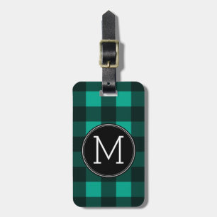 Grönt & Black Buffalo Play Mönster Monogram Bagagebricka