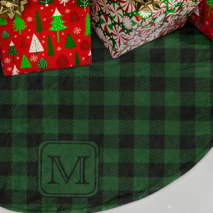 Grönt Black Buffalo Play Personlig Monogram Julgransmatta Borstad Polyester