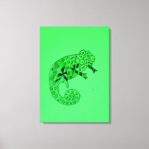Grönt bläck chameleon reptile barn canvas art