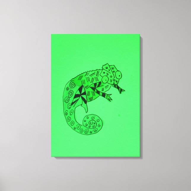 Grönt bläck chameleon reptile barn canvas art (Framsida)