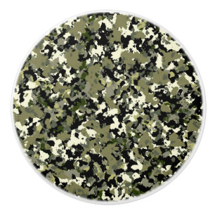 Grönt Black Cream Camouflage Mönster Skriv ut Knopp